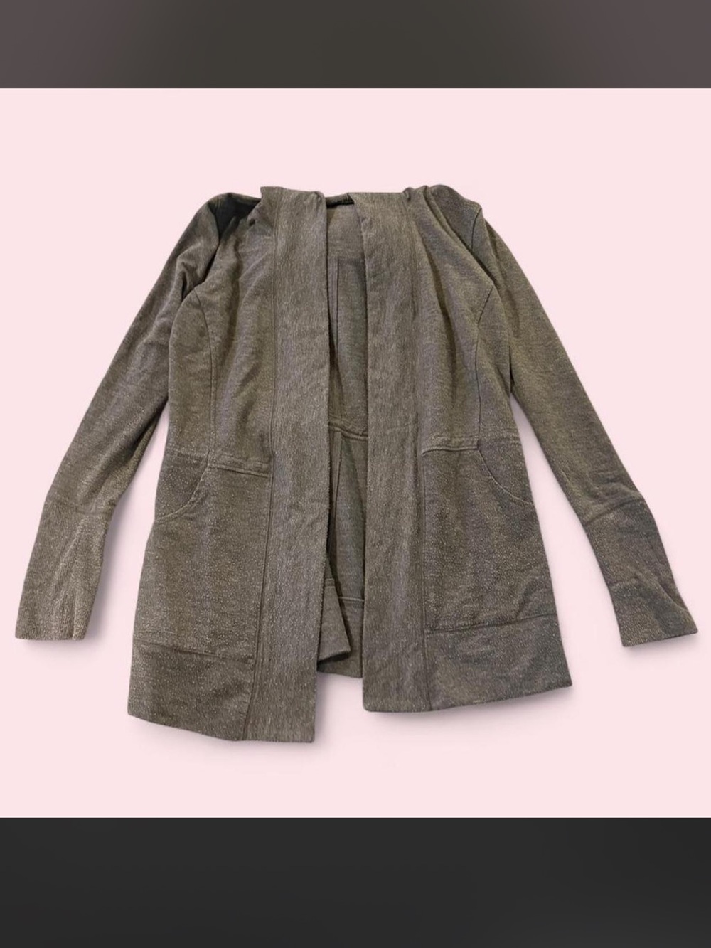 Gray Open Front Knit Cardigan Sweater Size M